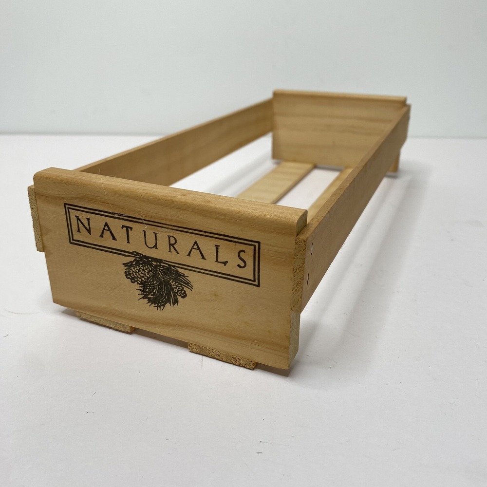 Naturals Cassette Tape Crate Wood Storage Box Pinecone Graphic Retro Media Shelf